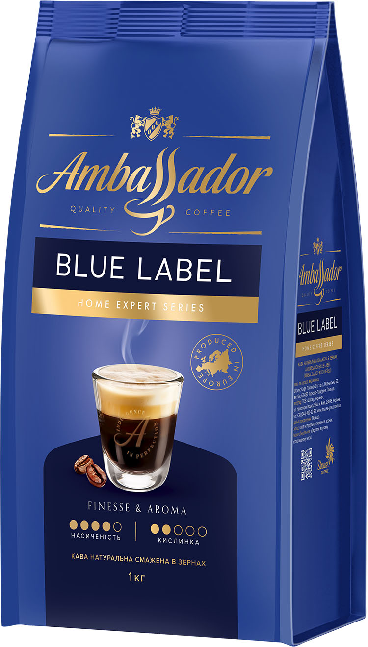 КАВА В ЗЕРНАХ AMBASSADOR BLUE LABEL